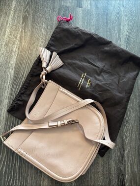 Soft Blush Kate Spade Pebbled Crossbody Bag with Tassel Detail